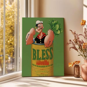 Popeye Cartoon Wall Prints, Vintage popeye the sailor man Canvas Poster, Vintage Wall Print, House Warming Gift, Retro Classic Canvas Art