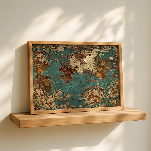 New Eorzea World Map Wall Art, Canvas Prints,  Wall Poster, Dawntrail Poster