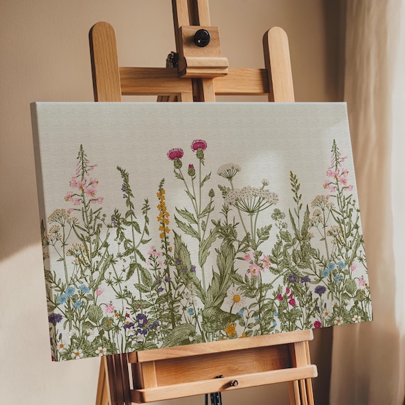Wild flowers Canvas Wall Art, Gallery Canvas Print, Botanical Poster, Boho Canvas wall decor, Floral OF Flowers Art, gift for plants lover