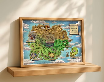 Art mural carte de l'île Old Victoria, impressions sur toile carte du monde Maplestory, affiche murale pour joueur, décoration murale de salle de jeux, cadeau pour joueur, toile de jeu