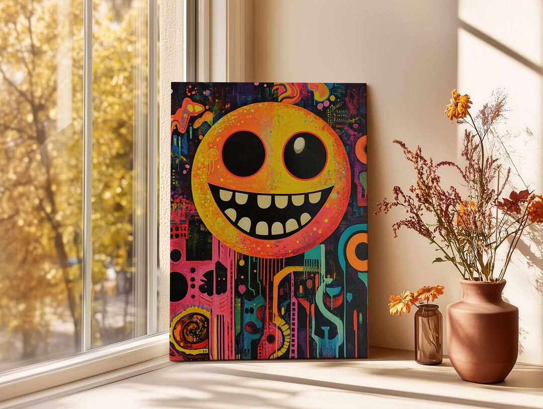 Pac-man on Andy Warhol's Style Wall Print, Pop Art Style Canvas Poster ...
