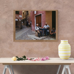 Stampe su tela Slim Aarons, poster da parete, Portofino Cafe, stampe fotografiche d'epoca, regali per inaugurazione della casa, poster di strade cittadine
