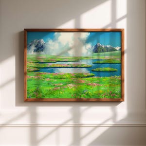 Cute Anime Grassland Poster, Kawaii Wall Print, Trendy Movie Prints, Ghibli Style Wall Art Decor, Film Poster, Vintage Japanese Poster