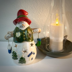 Vintage Ceramic Snowman Tealight, Christmas Snowman Candleholder, Christmas Decor, FREE SHIPPING