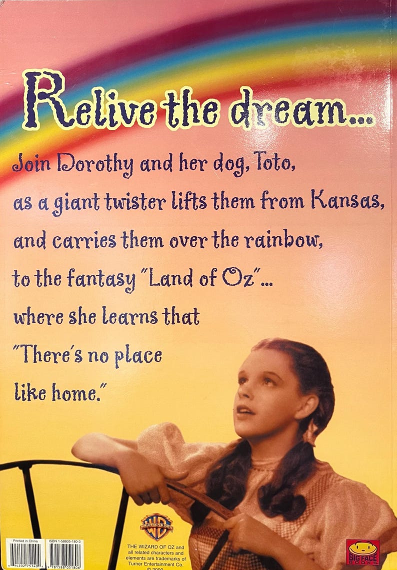 Rare Giant Size Warner Bros Wizard of OZ Storybook, Vintage 2000