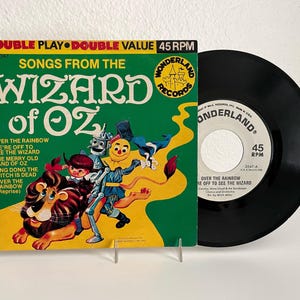 Rare Vintage Songs From The Wizard of Oz 45 RPM Record, 1966 Wonderland Records 5 Songs From The Wizard of Oz Movie, FREE SHIPPING