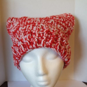 Crocheted Cat Ear Beanie: Handmade Acrylic Knit Winter Hat