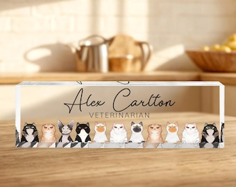 Nom personnalisé plaque acrylique pour bureau décoration de bureau plaque signalétique de bureau cadeau personnalisé plaque acrylique cadeau pour vétérinaire amoureux des chiens