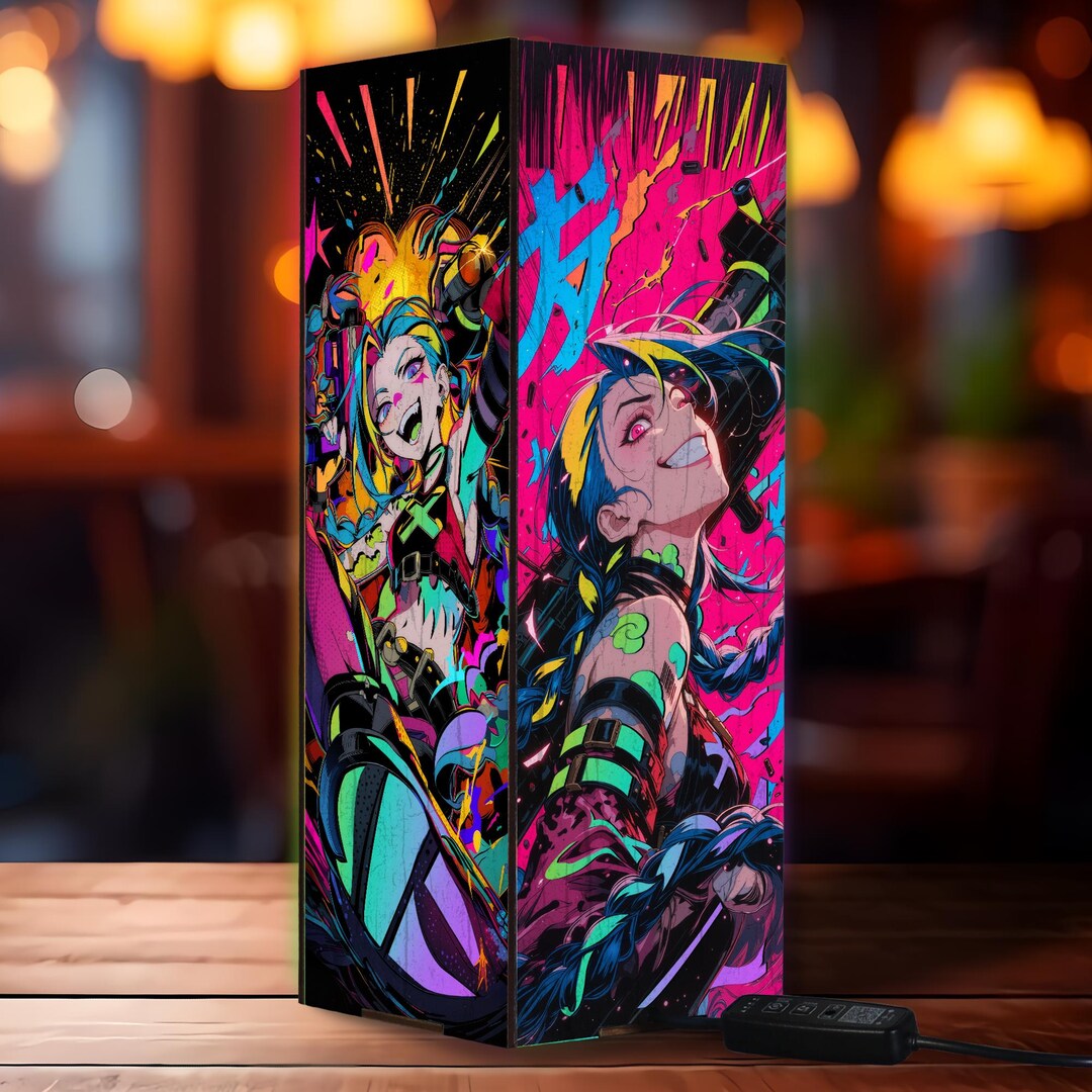 Anime Jinx Wooden Box Lamp, Jinx Gamer LED Night Light, Gamer Room ...