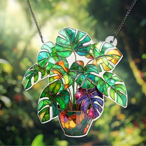 Plant ACRYLIC Window Hanging Plant Decor Hanging Art Monstera plant Ornament Gift for her House decor Wildflower Plant Lover Farmer Gifts