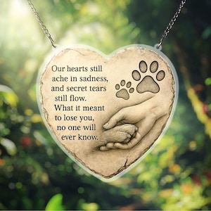 Pet Memorial ACRYLIC Window Hanging Heart-Shaped Pet Loss Gift  Dog or Cat Remembrance Decor Rainbow Bridge Sympathy Gift Pet Lover