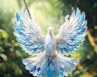 Atrapasueños de acrílico con forma de paloma de la paz, regalo para mamá, adornos de paloma para colgar en la ventana, regalo para papá, adorno decorativo para el 4 de julio, Día de la Independencia