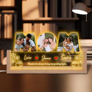 Personalized Photo Night Light - Gifts for Mom, Mother&#39;s Day Gifts, Custom Acrylic, Name Light, Gifts from Daughter, Best Mom Ever