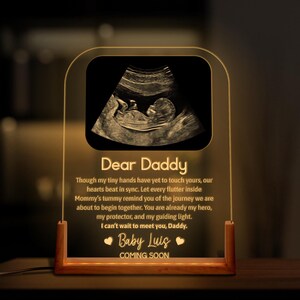 Present till ny pappa, personlig ultraljudsfoto med LED-akrylplakett för kära pappa, ny pappa, present till fars dag, personlig nattlampa för pappa