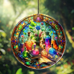 Enchanting Witchcraft Magic Potion ACRYLIC Window Hanging SunCatcher Decor, Witch Decor Home, Suncatcher For Home, Acrylic Window Decor