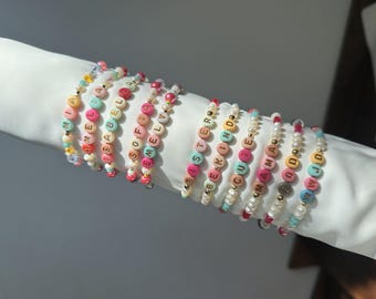 Personalized Beaded Name Bracelet: Colorful Letter Beads, Custom Word