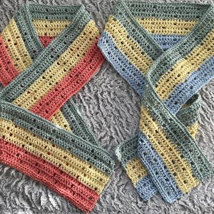 2 easy crochet patterns for scarf in English and German