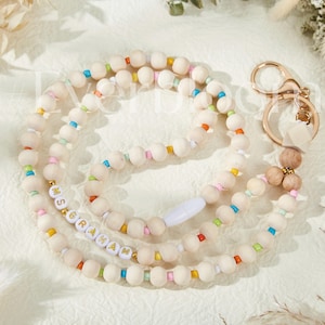Lanière BOHO personnalisée pour enseignantes/infirmières, breloque arc-en-ciel avec espaceur de bonbons lanière personnalisée porte-pièce d'identité cadeau enseignant pour elle boucle échappée