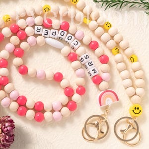 Lanières d'enseignant, lanière personnalisée pour infirmière, visage souriant enseigne l'amour lanières de perles personnalisées cadeau dynamique d'enseignant pour son titulaire d'identité