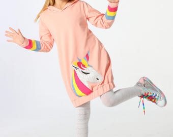 Unicorn Pink Hoodie Fit Girl Dress
