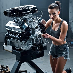 V8 ENGINE T-Shirt Design Bundle 4 PNG files Custom Apparel and DIY Projects Digital Race Engine Female mechanic Poster designs