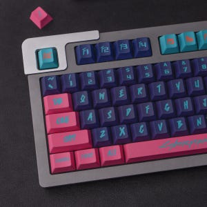 129 pcs Pink Cyberpunk Keycap Set, Cherry Profile, Artisan Keycaps For Cherry MX Gateron Kailh Razer Switch, Keycaps, Gift For Boyfriend