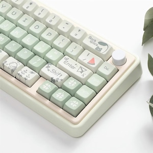 66/148 Keys Cute Kitty Keycap Set, MDA Profile, Artisan Keycaps For Cherry MX Gateron Kailh Razer Switch,Kawaii Frog Keycap,Anime Keycaps