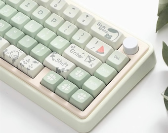 66/148 Keys Cute Kitty Keycap Set, MDA Profile, Artisan Keycaps For Cherry MX Gateron Kailh Razer Switch,Kawaii Frog Keycap,Anime Keycaps