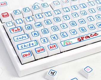 127 Keys Graffiti Keycap Set, XDA Profile, Artisan Keycaps For Cherry MX Gateron Kailh Razer Switch,Cute Kawaii Keycap,Anime Keycaps
