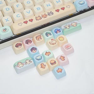 130 pcs Stardew Valley Gaming Keycap Set, Cherry Profile, Artisan Keycaps For Cherry MX Gateron Kailh Razer, Kawaii Pixel, Girlfriend Gift