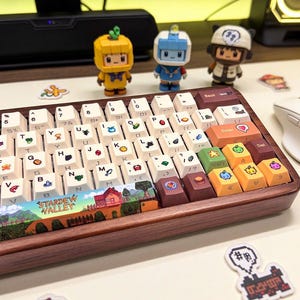 129pcs Stardew Valley Gaming Keycaps Set, Cherry Profile, Artisan Keycaps For Cherry MX Gateron Kailh Razer, Kawaii Pixel Keycaps