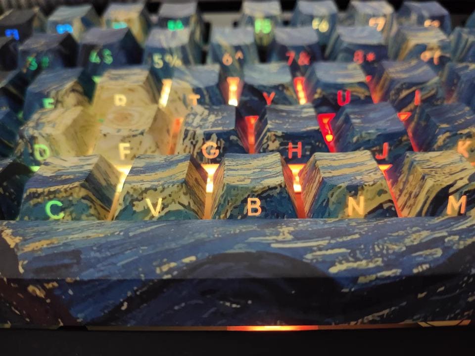 130 Pcs Starry Night Design Keycap Set, Side Carving, Cherry Profile ...