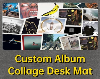 Alfombrilla de ratón XXL con collage de portadas de álbumes personalizadas, alfombrilla de escritorio personalizada, regalo de alfombrilla de escritorio personalizada, regalos personalizados, regalos para amantes de la música