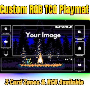 Benutzerdefinierte RGB Led TKG Krabbeldecke | Leuchtende Spielmatte für Magic, Yu-Gi-Oh!, Pokémon |Personalisiertes Design, Mtg Playmat, Epic Glowforge Playmat
