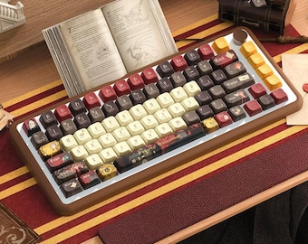 138 Pcs Hogwarts Design Keycap Set, MDA Profile, Artisan Keycap For Cherry MX Gateron Kailh Razer Switch, Gryffindor, Slytherin, Ravenclaw
