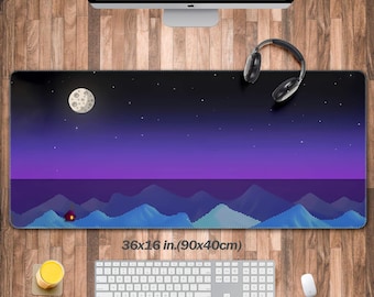 Inspired by Stardew Valley Mouse Pad, Pixel Farm Night Gaming Desk Mat