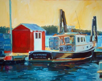 Tomahawk - Freeport Harbor, Maine -  Original Oil Painting on Gessobord - 11 x 14 unframed