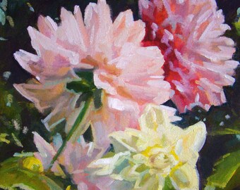 Dahlia Brights - Original Oil Painting -8x8 unframed