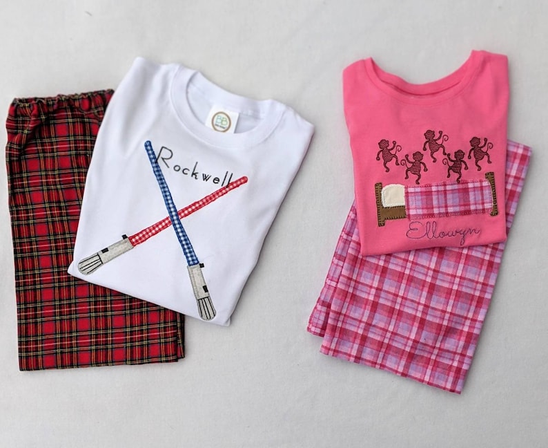 Boys Lightsaber Red Plaid Flannel Pajama Set Name included
