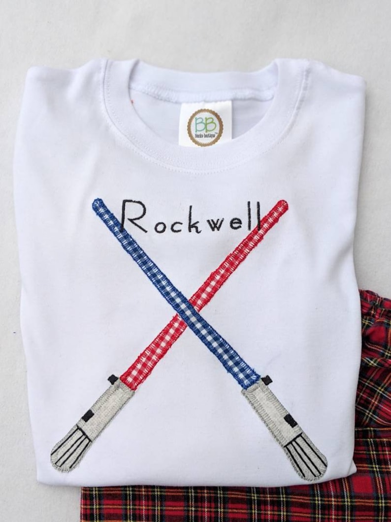 Boys Lightsaber Red Plaid Flannel Pajama Set Name included