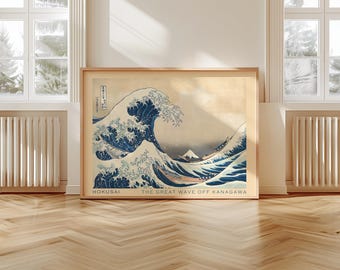 Hokusai wave, The Great Wave off Kanagawa, Hokusai Print, The Great Wave Poster,  Ukiyo-e, Japandi Wall Art, Original Art, Hokusai Poster