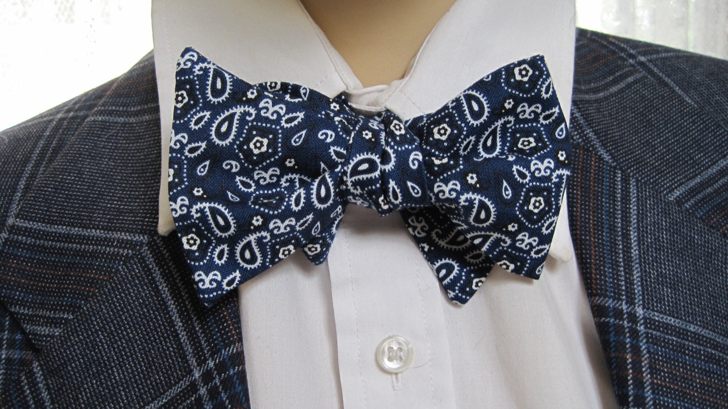 Blue Bandana Bow Tie Etsy