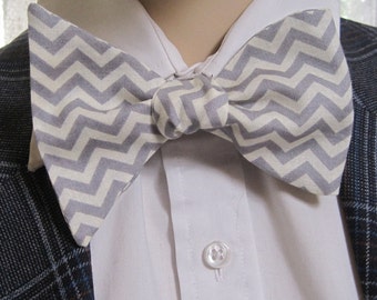 Grey Zig Zag Bow Tie