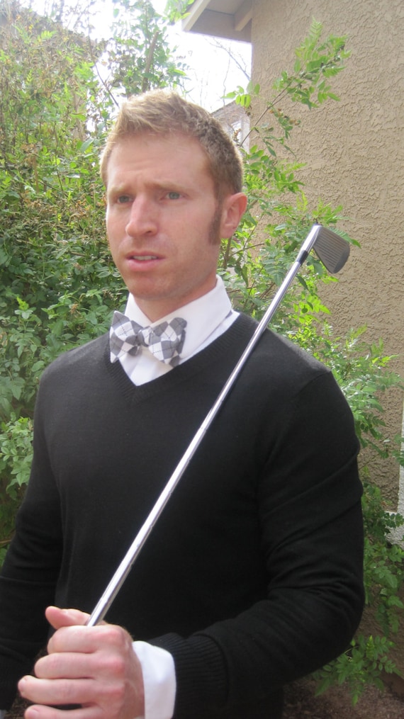 Classic Grey Argyle Bow Tie - Etsy