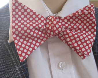 Red and White Small Polka Dot Bow Tie