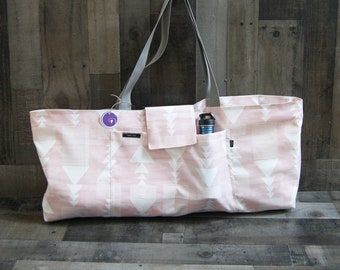 Large Yoga Bag- pink white print.MADE TO ORDER!