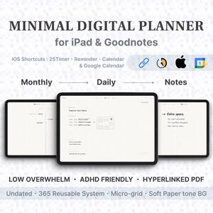 Narzędzie do codziennego skupienia uwagi One Action | Planer przyjazny dla ADHD | Zoptymalizowany dla iPada Pro 13 i 11 cali | Pomoc w dysfunkcji wykonawczej | Minimalistyczny filtr mentalny
