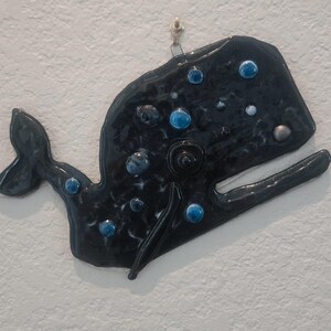 Glass Fused Whale, one of a kind, unique...Blue Whale, Home decor, Coastal decor