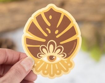Monstera Sticker, Plant Lover Spiritual Gift, Third Eye Vinyl Sticker, Leaf Laptop Sticker, Cute Sticker Shop, Indoor Garden [MOE1]