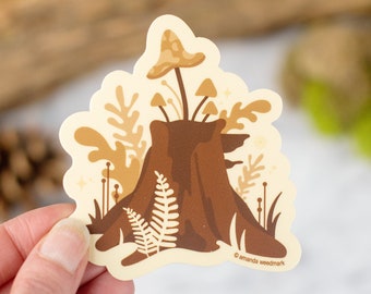 Mushroom Sticker, Forest Lover Gift, Fungi PNW Water Bottle Sticker, Pacific Northwest Waterproof Sticker, Garden Vinyl Sticker [MST1]